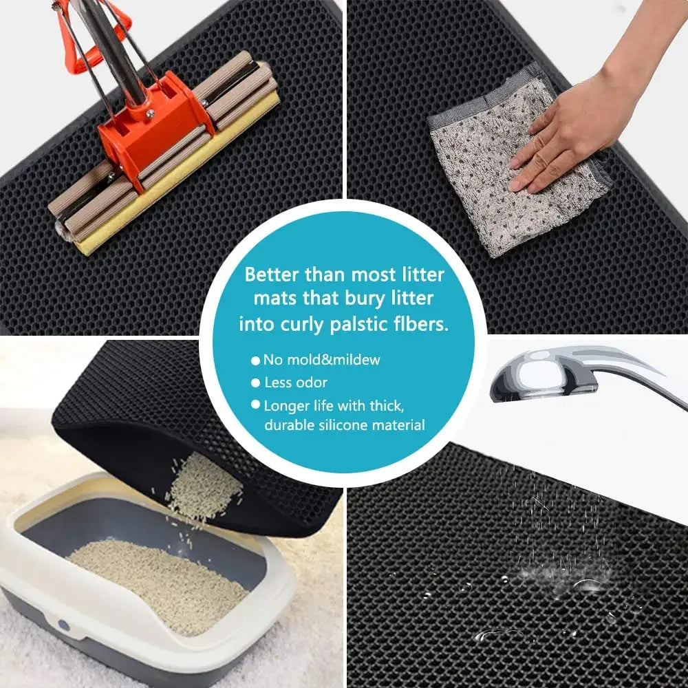Tapis de litière double couche imperméable pour chat