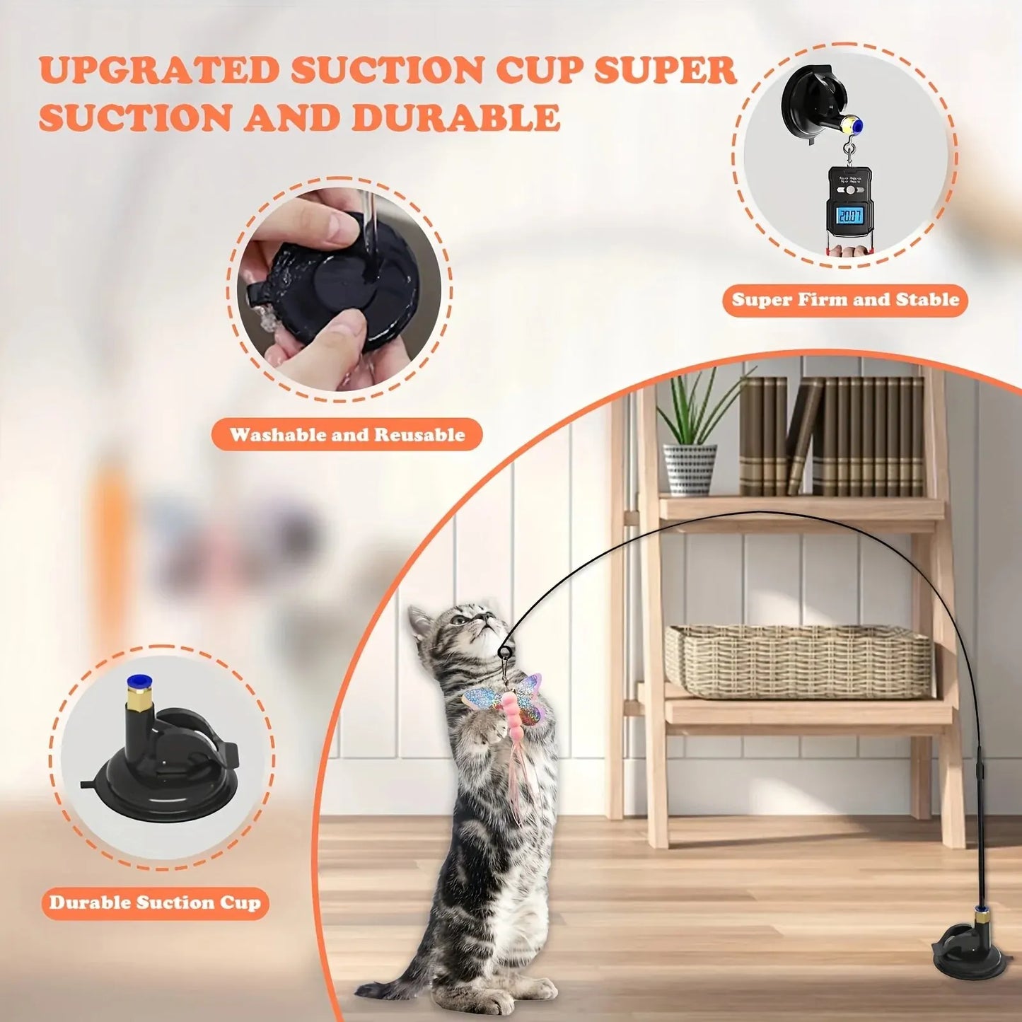 Canne à Plumes Interactive avec Ventouse pour Chat