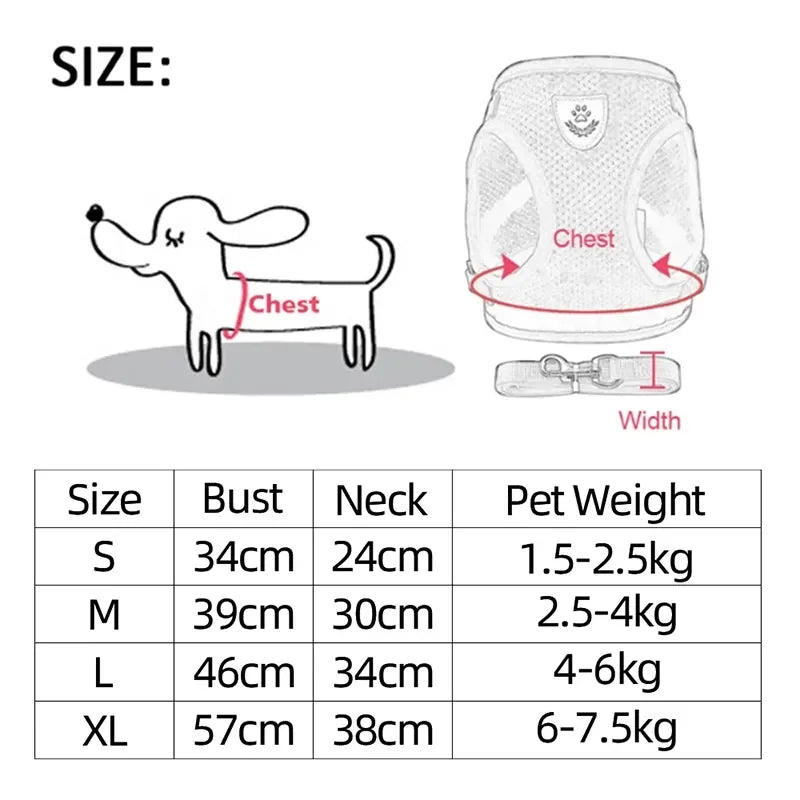 Harnais gilet ajustable pour chat et chien