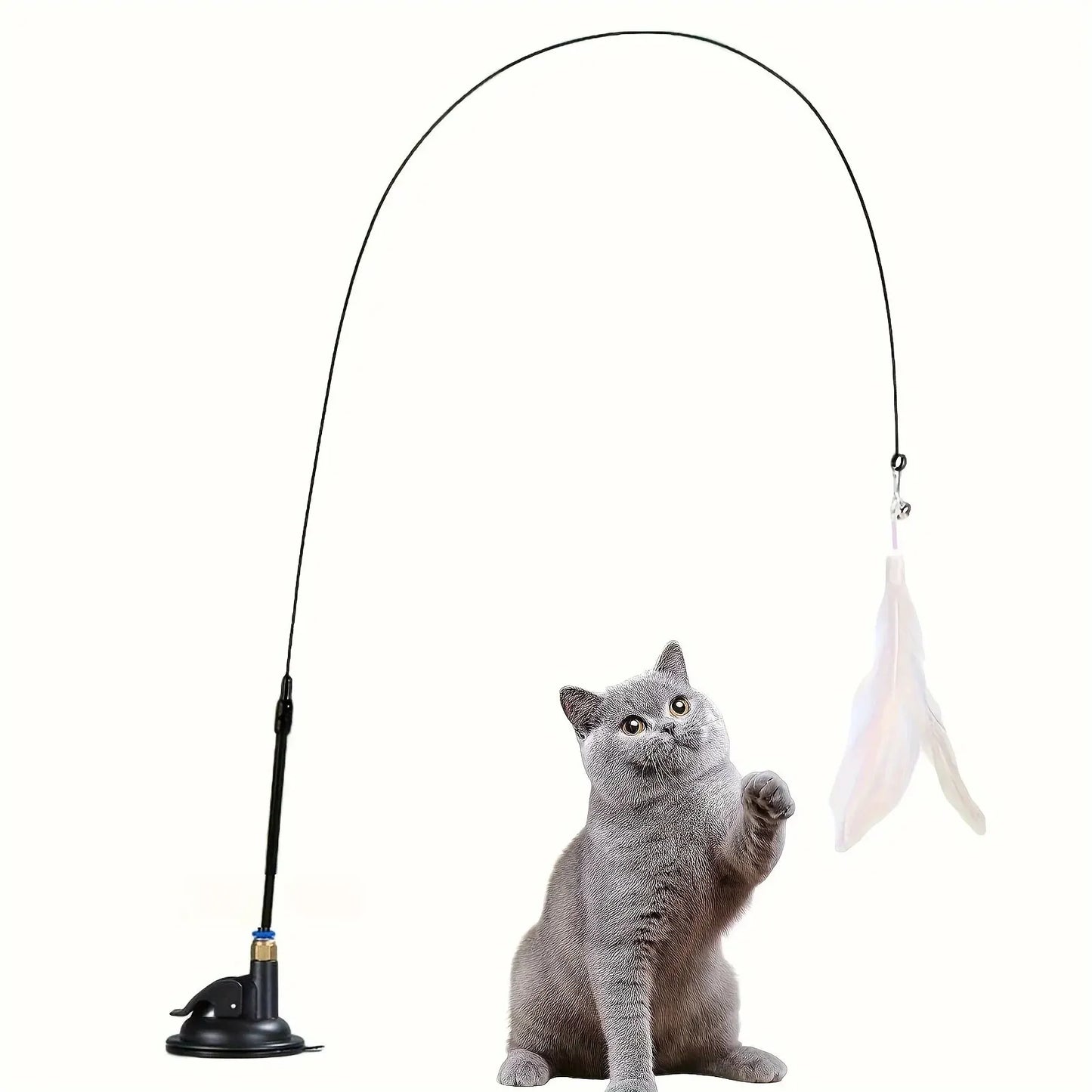 Canne à Plumes Interactive avec Ventouse pour Chat