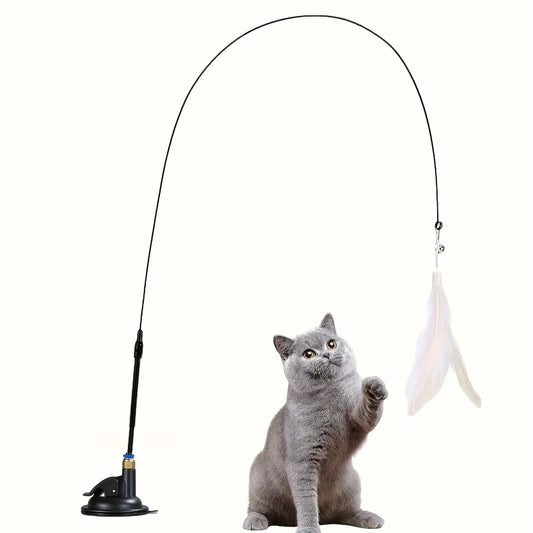 Canne à Plumes Interactive avec Ventouse pour Chat