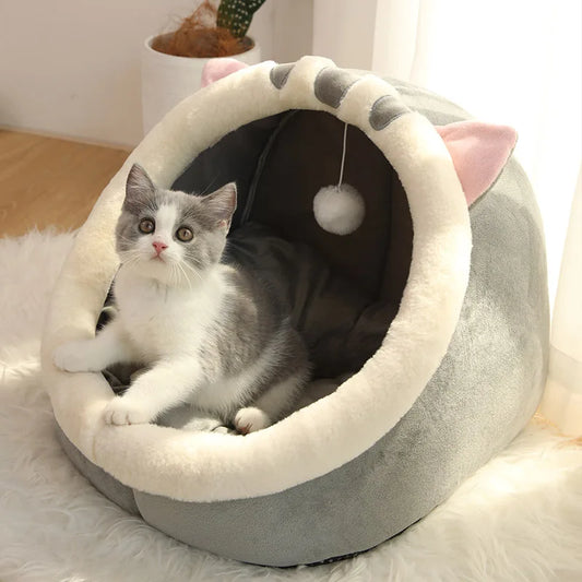 Lit caverne douillet pour chat et petit chien