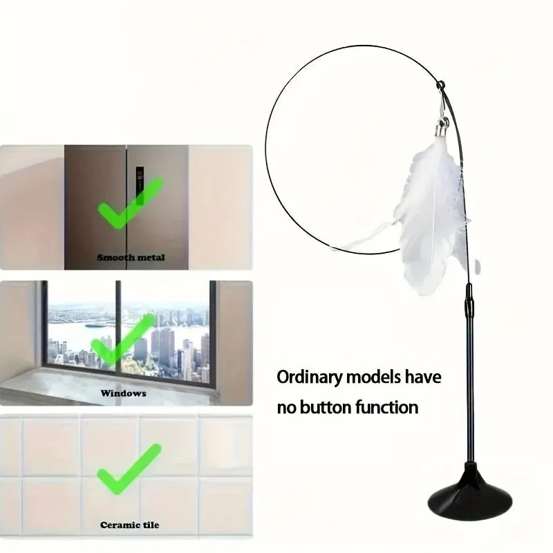 Canne à Plumes Interactive avec Ventouse pour Chat