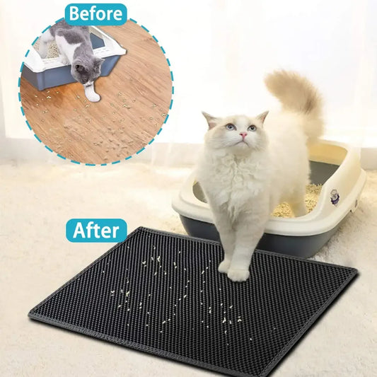 Tapis de litière double couche imperméable pour chat