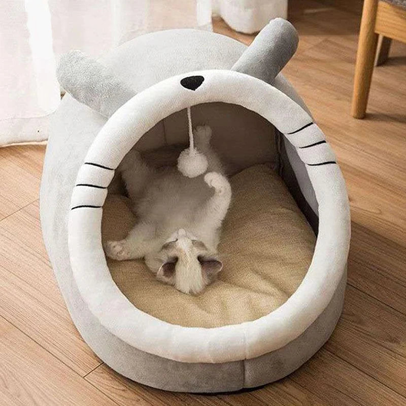 Lit caverne douillet pour chat et petit chien