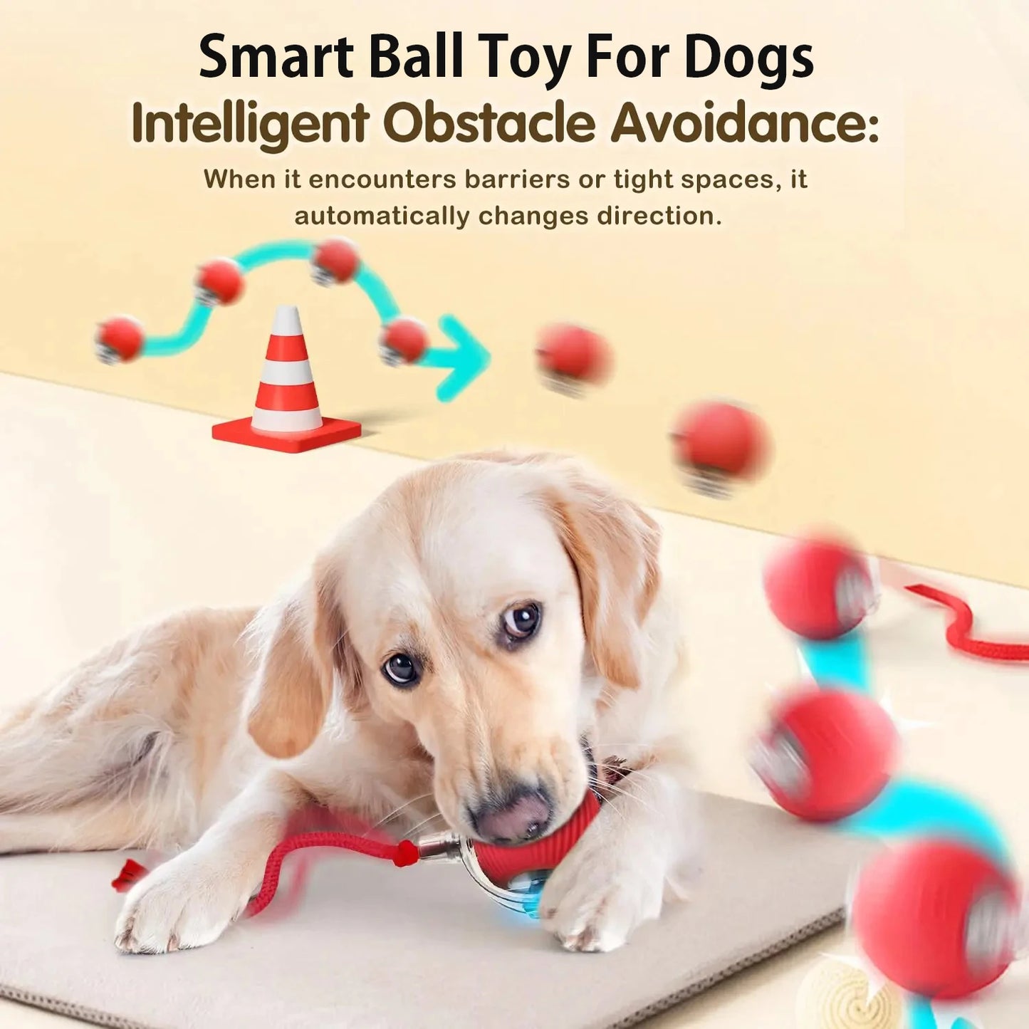 Balle interactive automatique pour chien