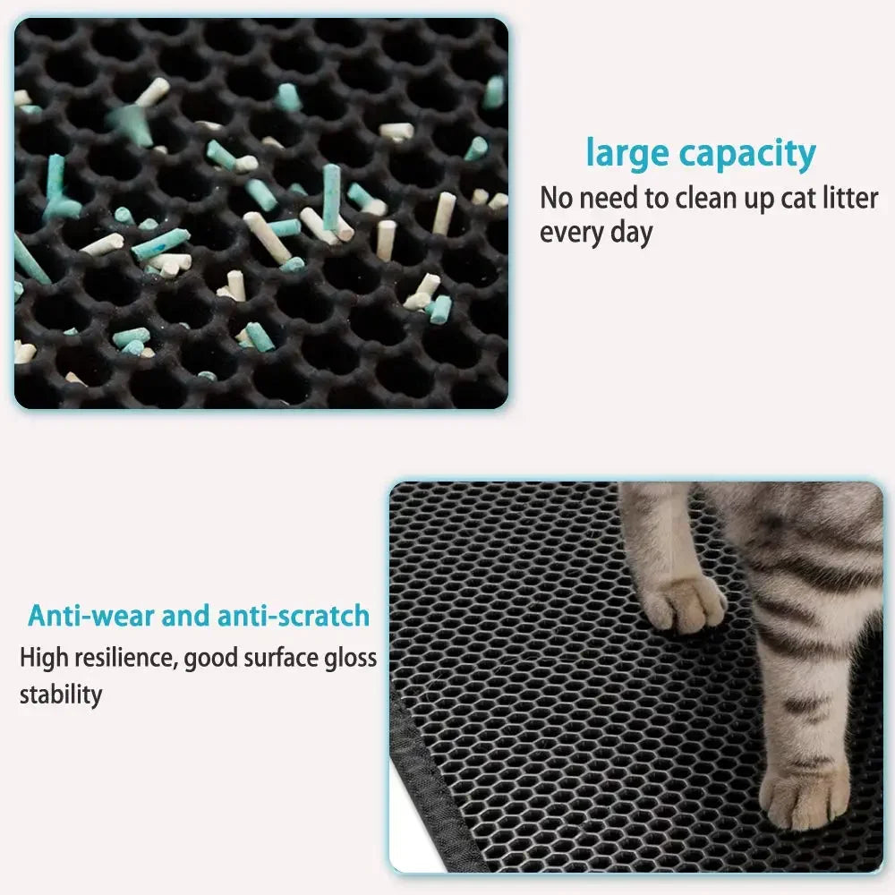 Tapis de litière double couche imperméable pour chat