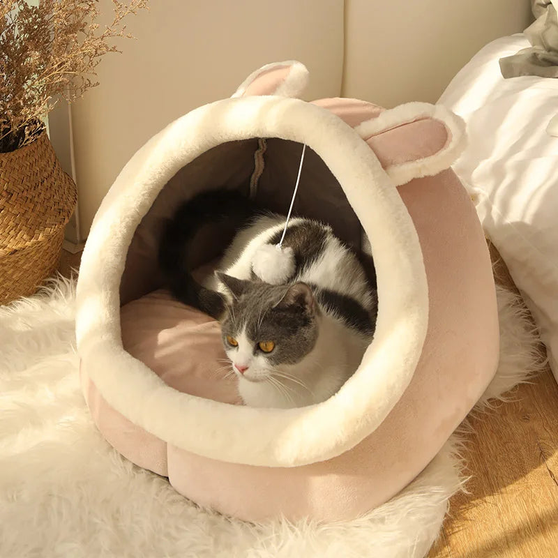 Lit caverne douillet pour chat et petit chien
