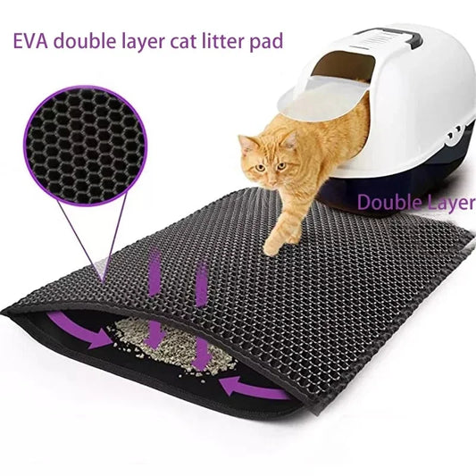 Tapis de litière double couche imperméable pour chat